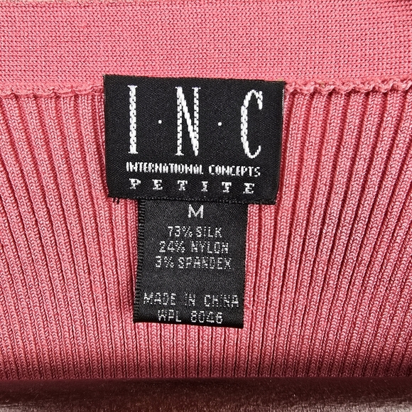 INC Silk Blend Dressy Blouse Floral Detail Pink Womens Size MP Spring Office - Picture 2 of 7